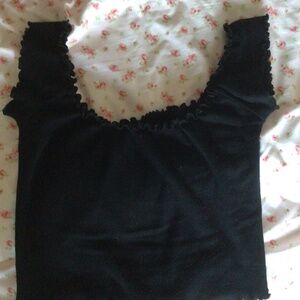 John Galt Black Ruffle Off the shoulder top